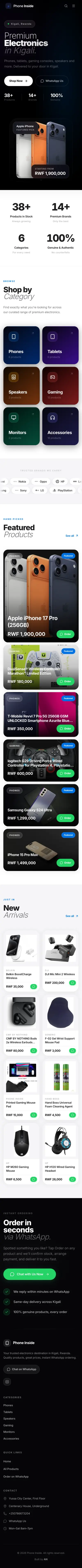 Phone Inside website on mobile